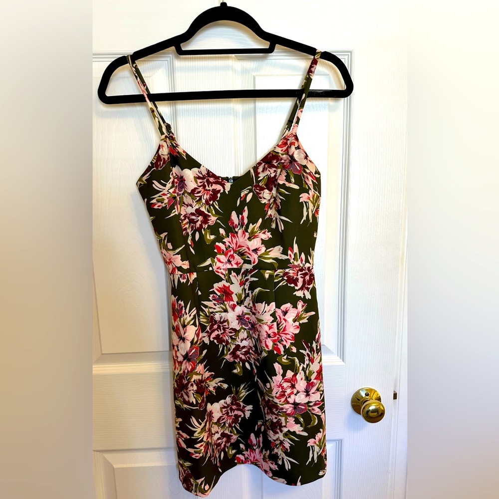 French Connection Olive Green Floral Dress - Size 2